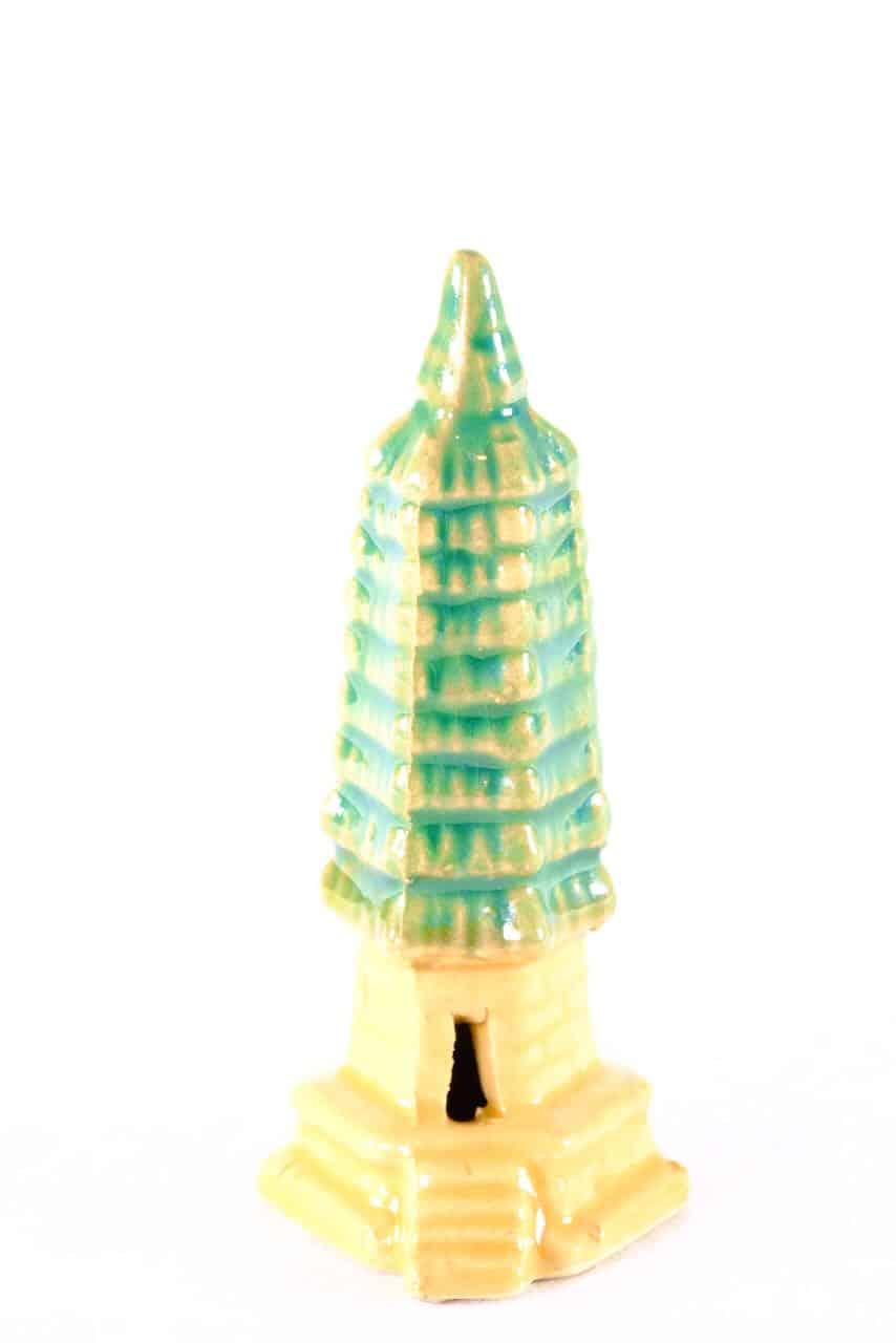 Green Oriental Pagoda temple for zen bonsai tree gardens